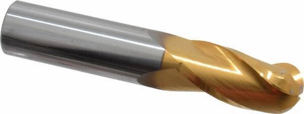 Atrax - 3/4" Diam, 1-1/2" LOC, 3 Flute Solid Carbide Ball End Mill - TiN Finish, Single End, 4" OAL, 3/4" Shank Diam - Eagle Tool & Supply