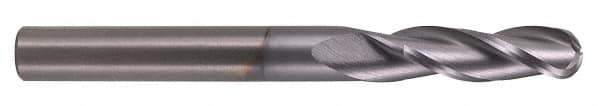 Hertel - 7/8" Diam, 1-1/2" LOC, 3 Flute Solid Carbide Ball End Mill - TiN Finish, Single End, 4" OAL, 7/8" Shank Diam - Eagle Tool & Supply