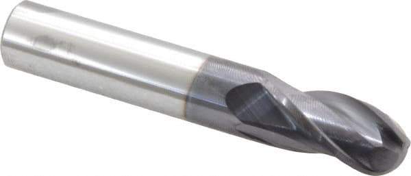 Atrax - 1/2" Diam, 1" LOC, 3 Flute Solid Carbide Ball End Mill - AlTiN Finish, Single End, 3" OAL, 1/2" Shank Diam - Eagle Tool & Supply