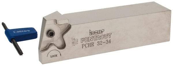 Iscar - External Thread, 0.3937" Max Depth of Cut, 1.5mm Min Groove Width, 135mm OAL, Right Hand Indexable Grooving Cutoff Toolholder - 32mm Shank Height x 32mm Shank Width, PENTA 34.. Insert Style, PCH Toolholder Style, Series PentaCut - Eagle Tool & Supply
