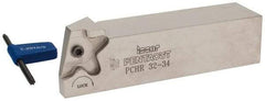Iscar - External Thread, 0.3937" Max Depth of Cut, 1.5mm Min Groove Width, 135mm OAL, Right Hand Indexable Grooving Cutoff Toolholder - 32mm Shank Height x 32mm Shank Width, PENTA 34.. Insert Style, PCH Toolholder Style, Series PentaCut - Eagle Tool & Supply