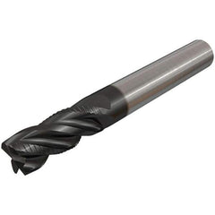 Iscar - 4 Flute Solid Carbide Roughing & Finishing Corner Chamfer End Mill - TiAlN Finish, Straight Shank, 38° Helix, Non-Centercutting, Regular Length - Eagle Tool & Supply