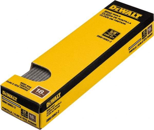 DeWALT - 18 Gauge 1" Long Finishing Nails for Power Nailers - Steel, Bright Finish, Smooth Shank, Straight Stick Collation, Brad Head, Chisel Point - Eagle Tool & Supply