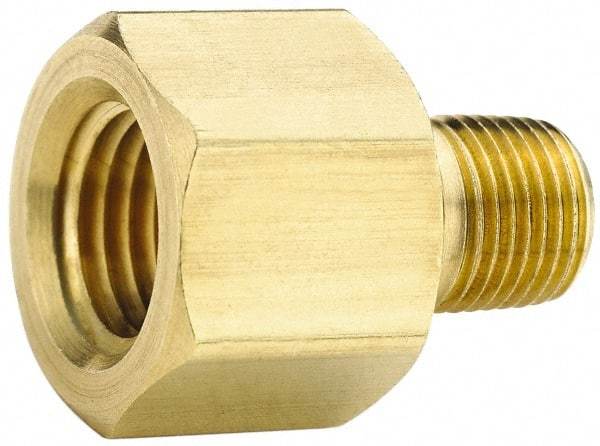 Parker - 1/2 Male Thread x 1/2 Female Thread, Brass Industrial Pipe Adapter - MNPTF x FNPTF, 1,000 psi - Eagle Tool & Supply