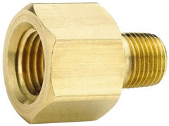 Parker - 1/2 Male Thread x 1/2 Female Thread, Brass Industrial Pipe Adapter - MNPTF x FNPTF, 1,000 psi - Eagle Tool & Supply