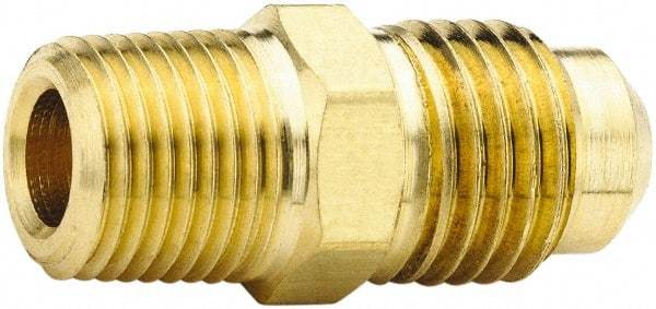 Parker - 3/8" Tube OD, 45° Lead Free Brass Flared Tube Male Connector - 3/8 NPTF, Flare x MNPTF Ends - Eagle Tool & Supply
