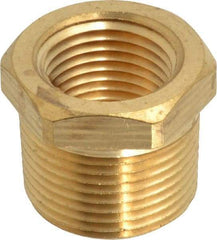 Parker - 3/4 Male Thread x 1/2 Female Thread, Brass Industrial Pipe Hex Bushing - MNPTF x FNPTF, 1,000 psi - Eagle Tool & Supply