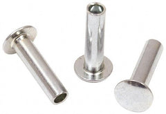 RivetKing - 0.084 to 0.09" Hole Diam, Round Head, Zinc Plated Steel, Semi Tubular Rivet - 7/32 Head Diam, 1/8" Length Under Head, 1/8 Body Diam - Eagle Tool & Supply