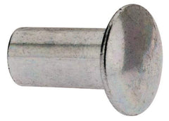 RivetKing - 0.084 to 0.09" Hole Diam, Round Head, Zinc Plated Steel, Semi Tubular Rivet - 7/32 Head Diam, 1/4" Length Under Head, 1/8 Body Diam - Eagle Tool & Supply