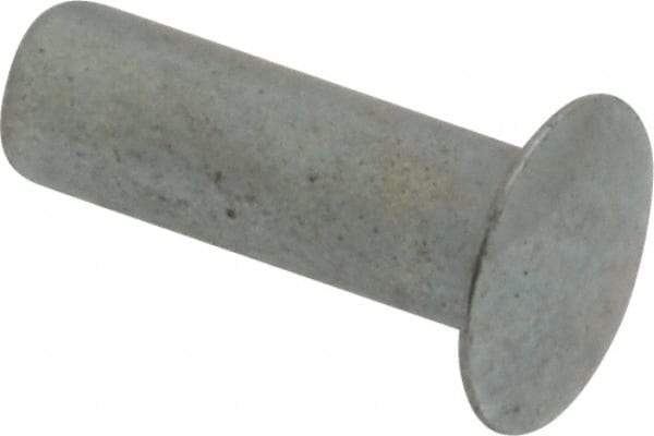 RivetKing - 0.084 to 0.09" Hole Diam, Round Head, Zinc Plated Steel, Semi Tubular Rivet - 7/32 Head Diam, 3/8" Length Under Head, 1/8 Body Diam - Eagle Tool & Supply