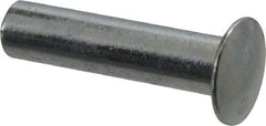 RivetKing - 0.084 to 0.09" Hole Diam, Round Head, Zinc Plated Steel, Semi Tubular Rivet - 7/32 Head Diam, 1/2" Length Under Head, 1/8 Body Diam - Eagle Tool & Supply