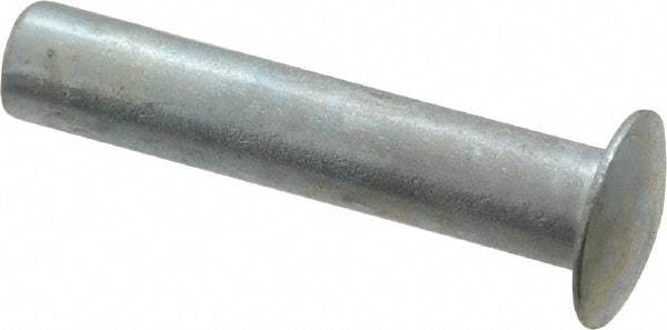 RivetKing - 0.084 to 0.09" Hole Diam, Round Head, Zinc Plated Steel, Semi Tubular Rivet - 7/32 Head Diam, 5/8" Length Under Head, 1/8 Body Diam - Eagle Tool & Supply