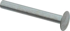 RivetKing - 0.084 to 0.09" Hole Diam, Round Head, Zinc Plated Steel, Semi Tubular Rivet - 7/32 Head Diam, 1" Length Under Head, 1/8 Body Diam - Eagle Tool & Supply