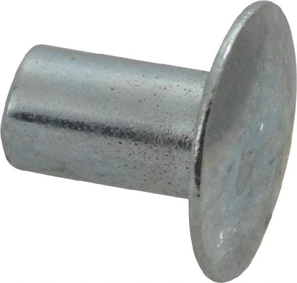 RivetKing - 0.1 to 0.17" Hole Diam, Round Head, Zinc Plated Steel, Semi Tubular Rivet - 5/16 Head Diam, 1/4" Length Under Head, 9/64 Body Diam - Eagle Tool & Supply