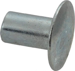 RivetKing - 0.1 to 0.17" Hole Diam, Round Head, Zinc Plated Steel, Semi Tubular Rivet - 5/16 Head Diam, 1/4" Length Under Head, 9/64 Body Diam - Eagle Tool & Supply