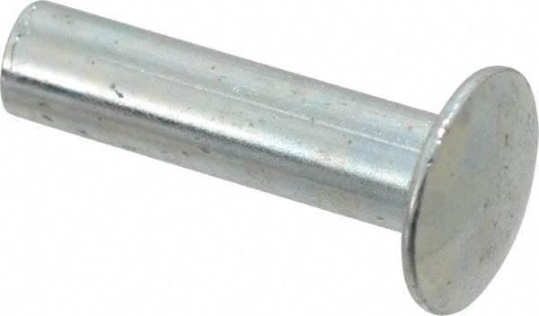 RivetKing - 0.134 to 0.141" Hole Diam, Round Head, Zinc Plated Steel, Semi Tubular Rivet - 3/8 Head Diam, 3/4" Length Under Head, 3/16 Body Diam - Eagle Tool & Supply