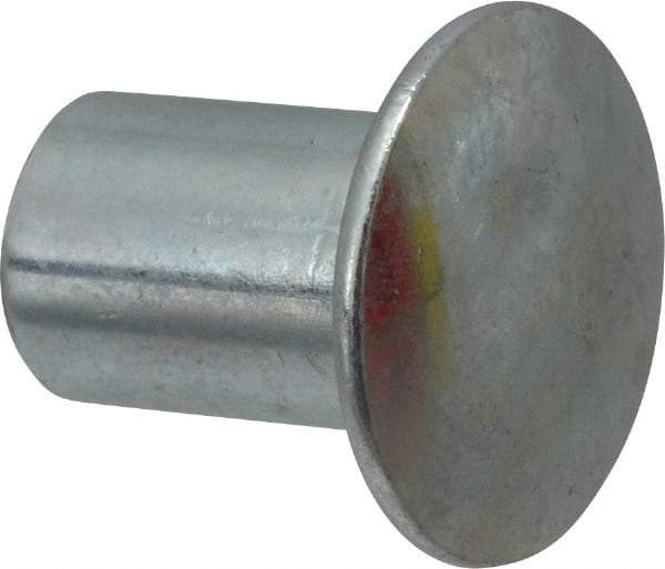 RivetKing - 0.176 to 0.184" Hole Diam, Round Head, Zinc Plated Steel, Semi Tubular Rivet - 7/16 Head Diam, 3/8" Length Under Head, 1/4 Body Diam - Eagle Tool & Supply