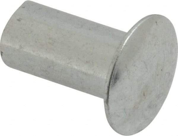 RivetKing - 0.176 to 0.184" Hole Diam, Round Head, Zinc Plated Steel, Semi Tubular Rivet - 7/16 Head Diam, 1/2" Length Under Head, 1/4 Body Diam - Eagle Tool & Supply