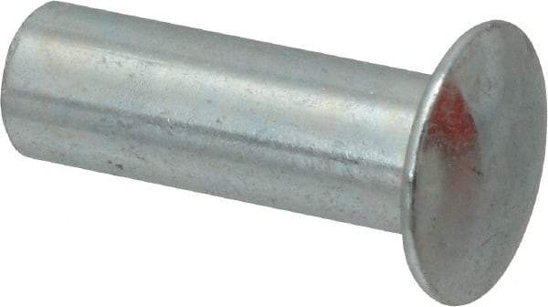 RivetKing - 0.176 to 0.184" Hole Diam, Round Head, Zinc Plated Steel, Semi Tubular Rivet - 7/16 Head Diam, 3/4" Length Under Head, 1/4 Body Diam - Eagle Tool & Supply