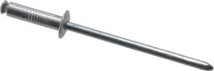 RivetKing - Dome Head Aluminum Peel Blind Rivet - Steel Mandrel, 1/8" to 0.275" Grip, 0.255" Head Diam, 0.129" Max Hole Diam, 0.472 to 0.511" Length Under Head, 1/8" Body Diam - Eagle Tool & Supply