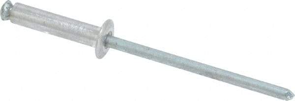 RivetKing - Dome Head Aluminum Peel Blind Rivet - Steel Mandrel, 1/8" to 0.354" Grip, 0.255" Head Diam, 0.129" Max Hole Diam, 0.551 to 0.590" Length Under Head, 1/8" Body Diam - Eagle Tool & Supply