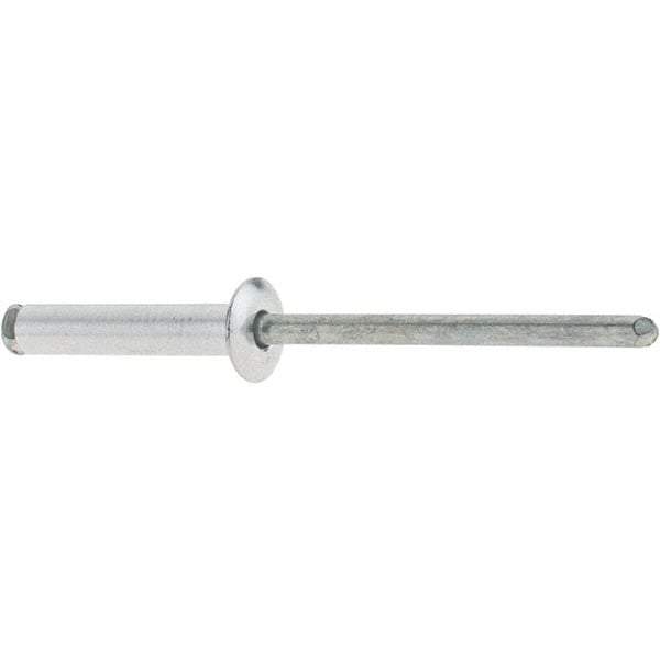 RivetKing - Dome Head Aluminum Peel Blind Rivet - Steel Mandrel, 0.188" to 0.748" Grip, 3/8" Head Diam, 0.196" Max Hole Diam, 0.945 to 0.984" Length Under Head, 3/16" Body Diam - Eagle Tool & Supply