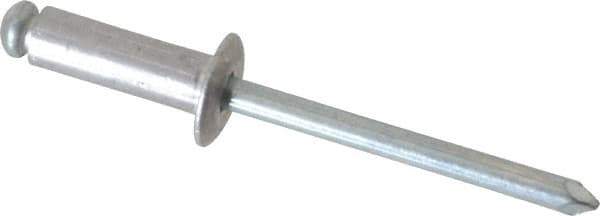 RivetKing - Dome Head Aluminum Peel Blind Rivet - Steel Mandrel, 0.157" to 0.315" Grip, 0.315" Head Diam, 0.165" Max Hole Diam, 0.472 to 0.511" Length Under Head, 5/32" Body Diam - Eagle Tool & Supply