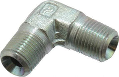 Parker - 1/8 Male Thread, Zinc Plated Steel Industrial Pipe 90° Male Elbow - MNPTF, 6,000 psi - Eagle Tool & Supply