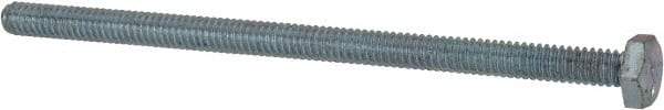 Made in North America - 1/4-20 UNC, 4-1/2" Length Under Head Hex Head Cap Screw - Fully Threaded, Grade 5 Steel, Zinc-Plated Finish, 7/16" Hex - Eagle Tool & Supply