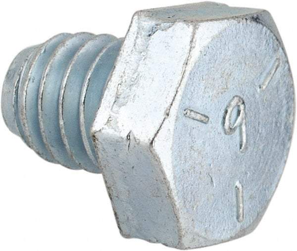 Made in North America - 5/16-18 UNC, 3/8" Length Under Head Hex Head Cap Screw - Fully Threaded, Grade 5 Steel, Zinc-Plated Finish, 1/2" Hex - Eagle Tool & Supply