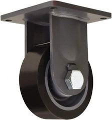 Hamilton - 8" Diam x 3" Wide x 11" OAH Top Plate Mount Rigid Caster - Polyurethane Mold on Forged Steel, 4,500 Lb Capacity, Tapered Roller Bearing, 8-1/2 x 8-1/2" Plate - Eagle Tool & Supply