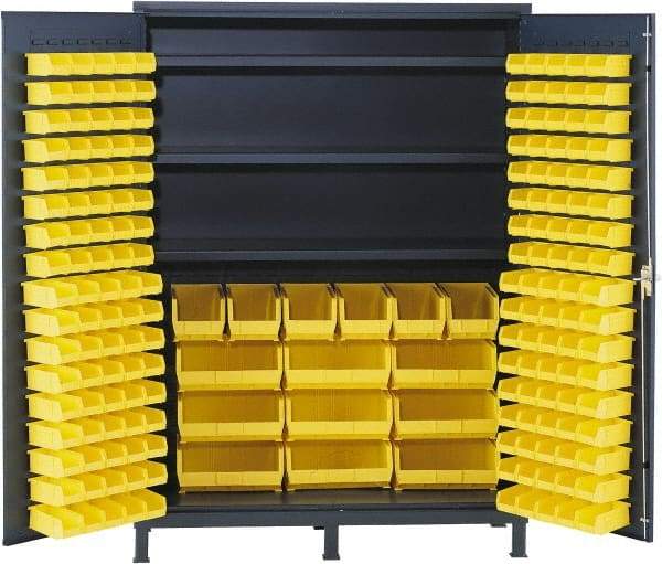Valley Craft - 3 Shelf 185 Bin Storage Cabinet - Steel, 60" Wide x 24" Deep x 84" High, Gray - Eagle Tool & Supply