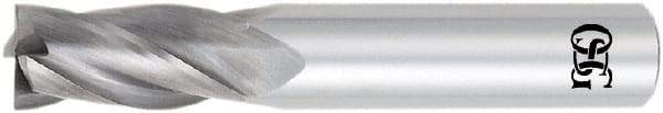 OSG - 29/64", 1" LOC, 1/2" Shank Diam, 3" OAL, 4 Flute, Solid Carbide Square End Mill - Single End, TiAlN Finish, Spiral Flute, 30° Helix, Centercutting, Right Hand Cut, Right Hand Flute, Series 404 - Eagle Tool & Supply