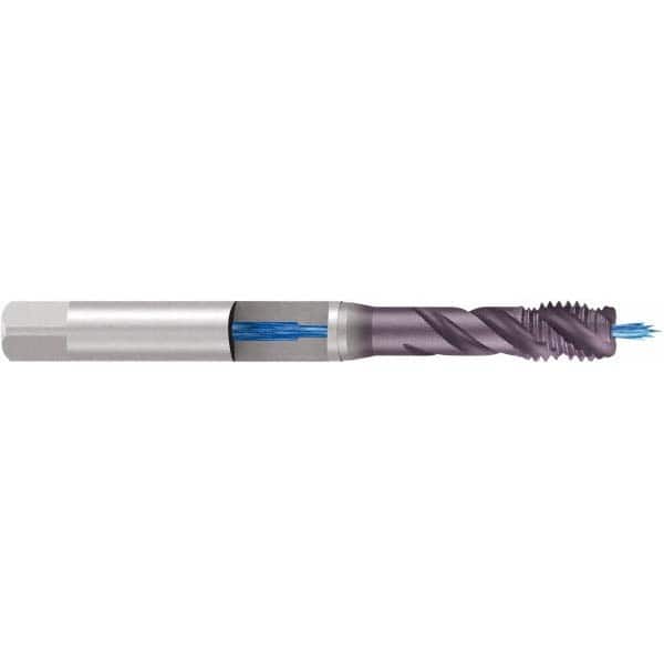 Emuge - 3/8-16 UNC, 3 Flute, TiCN Finish Cobalt Medium Spiral Flute Tap - Eagle Tool & Supply
