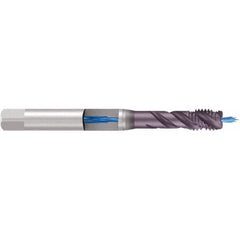 Emuge - 3/8-16 UNC, 3 Flute, TiCN Finish Cobalt Medium Spiral Flute Tap - Eagle Tool & Supply