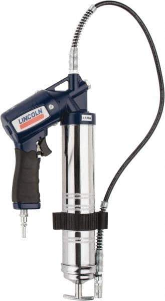 Lincoln - 6,000 Max psi, Flexible Air-Operated Grease Gun - 14-1 & 2 oz (Cartridge) & 16 oz (Bulk) Capacity, 1/8 Thread Outlet, Bulk & Cartridge Fill, Includes Advanced Vent Valve with Filler Nipple - Eagle Tool & Supply