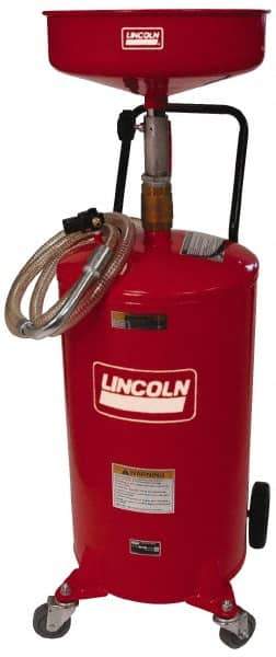 Lincoln - 18 Gal Pressurized Evacuation Drain Container with Casters - Red with 14" Bowl, 40" Long Hose - Eagle Tool & Supply