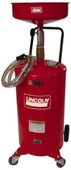 Lincoln - 18 Gal Pressurized Evacuation Drain Container with Casters - Red with 14" Bowl, 40" Long Hose - Eagle Tool & Supply