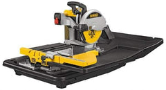 DeWALT - 10" Blade Diam, Tile Saw - 4,200 RPM, 34" Table Depth x 26" Table Width, 120 Volts, 15 Amps - Eagle Tool & Supply