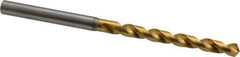 OSG - #3 120° Vanadium High Speed Steel Jobber Drill - TiN Finish, Right Hand Cut, Spiral Flute, Straight Shank, 101mm OAL, Standard Point - Eagle Tool & Supply