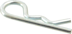 Made in USA - 3/8" Max Shaft Diam, 1-29/32" Long, 0.12" Wire Diam, Hair Pin Cotter - Grade 2 Spring Steel, Zinc-Plated Finish - Eagle Tool & Supply