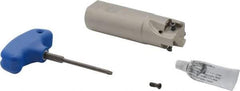 Iscar - 1-1/4" Cut Diam, 0.49" Max Depth of Cut, 1-1/4" Shank Diam, 4-1/4" OAL, Indexable Square Shoulder Helical End Mill - Weldon Shank, 90° Lead Angle, Through Coolant, Series Helitang - Eagle Tool & Supply