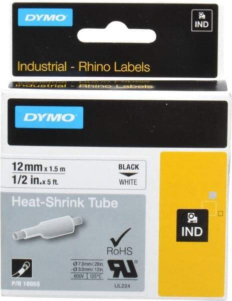 Dymo - 60" Long, White Heat Shrinkable Polyolefin Heat Shrink Tubing - For RhinoPRO 3000 - Eagle Tool & Supply