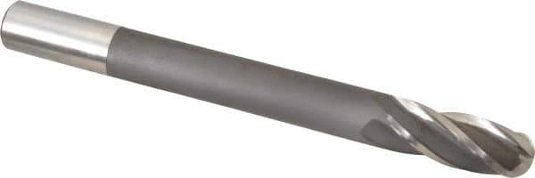 Hertel - 1" Diam, 2-1/2" LOC, 4 Flute High Speed Steel Ball End Mill - Uncoated, Single End, 10-1/4" OAL, 1" Shank Diam - Eagle Tool & Supply