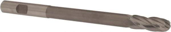 Hertel - 3/8" Diam, 1" LOC, 4 Flute High Speed Steel Ball End Mill - Uncoated, Single End, 5" OAL, 3/8" Shank Diam - Eagle Tool & Supply