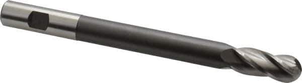 Hertel - 5/8" Diam, 1-1/2" LOC, 4 Flute High Speed Steel Ball End Mill - Uncoated, Single End, 7-1/8" OAL, 5/8" Shank Diam - Eagle Tool & Supply