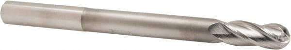 Hertel - 1/2" Diam, 1-1/4" LOC, 4 Flute High Speed Steel Ball End Mill - Uncoated, Single End, 6" OAL, 1/2" Shank Diam - Eagle Tool & Supply