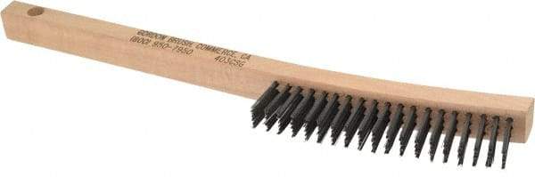 Gordon Brush - 3 Rows x 19 Columns Steel Scratch Brush - 13-3/4" OAL, 1-1/8" Trim Length, Wood Curved Handle - Eagle Tool & Supply