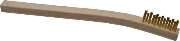 Gordon Brush - 3 Rows x 7 Columns Brass Plater's Brush - 7-3/4" OAL, 7/16" Trim Length, Wood Toothbrush Handle - Eagle Tool & Supply