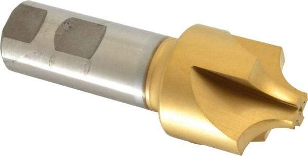 Hertel - 1/2" Radius, 1-1/2" Mill Diam, 4 Flute High Speed Steel Corner Rounding End Mill - Single End, TiN Finish, 4-1/8" OAL, 1" Shank Diam - Eagle Tool & Supply